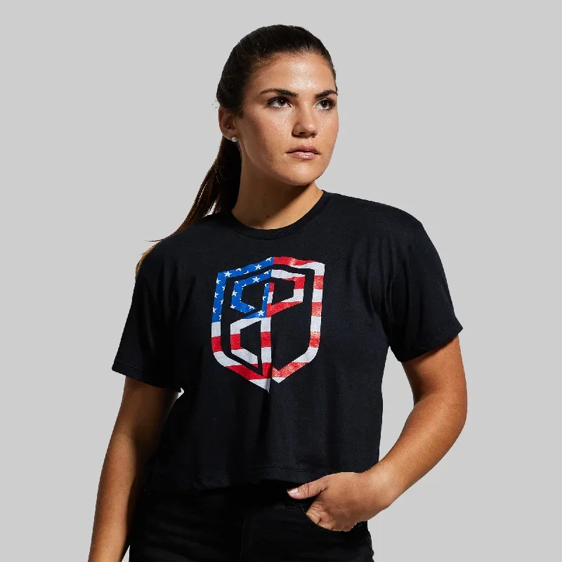 USA Crop Tee (Black)