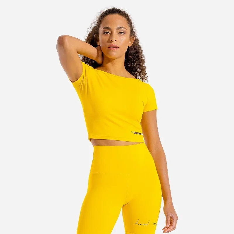 Warrior Crop Tee - Half Sleeves - Yellow