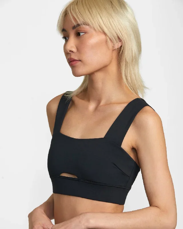 Wide Strap Sports Bra - Black