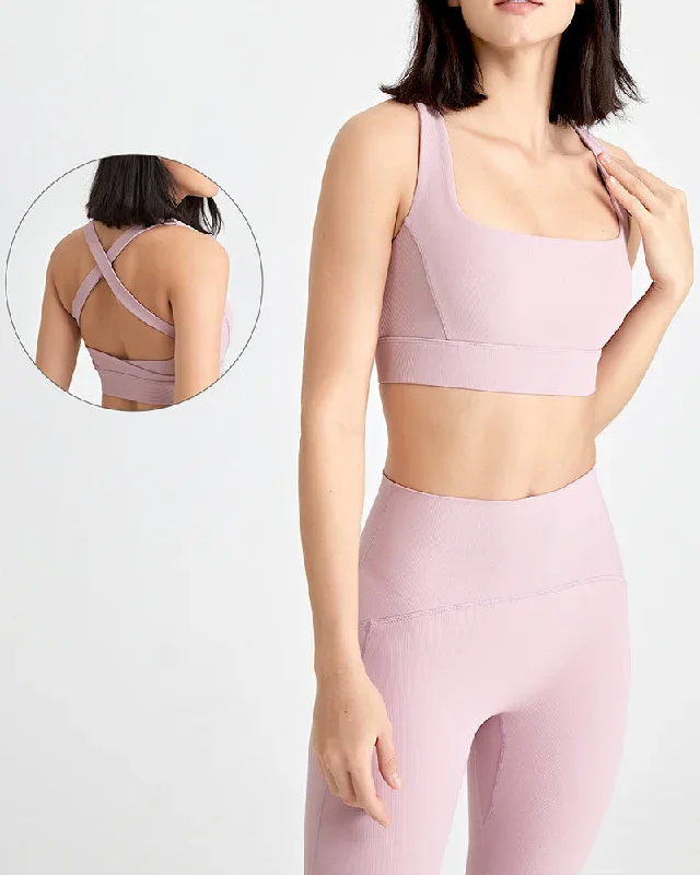 Women Solid Color Square Collar Sports Bra S-XL