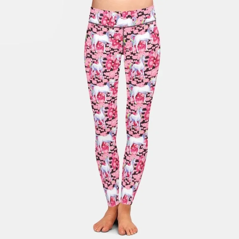 Womens 3D Elegant Unicorns Printed Leggings