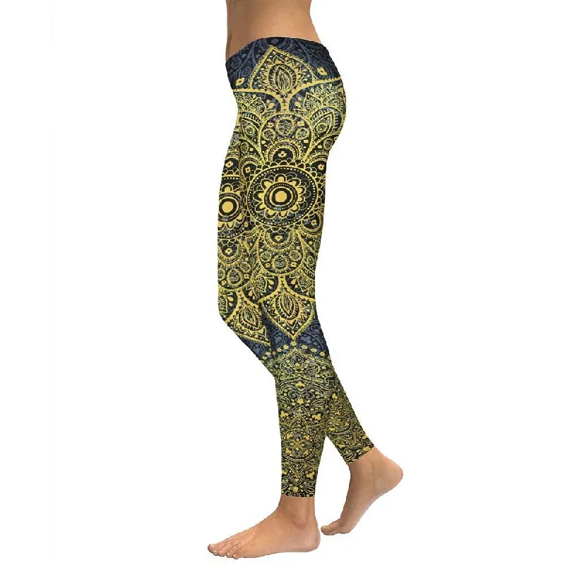 Yellow Gold Mandala Yoga/Workout Leggings