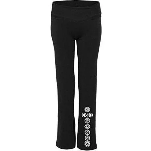 Womens White 7 Chakras Yoga Pants