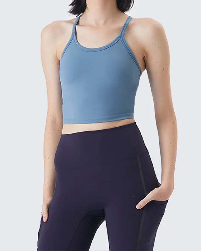 Yoga Vest Women Fitness Crop Top with Pad Shockproof Strap Sports Bra Naked Fabric Breathable Quick Dry Solid Activewear